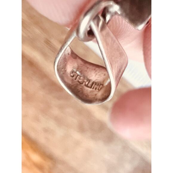 Vintage Sterling Silver Goldstone Pendant & Earrings Set Triangle Shape Boho - Picture 2 of 10